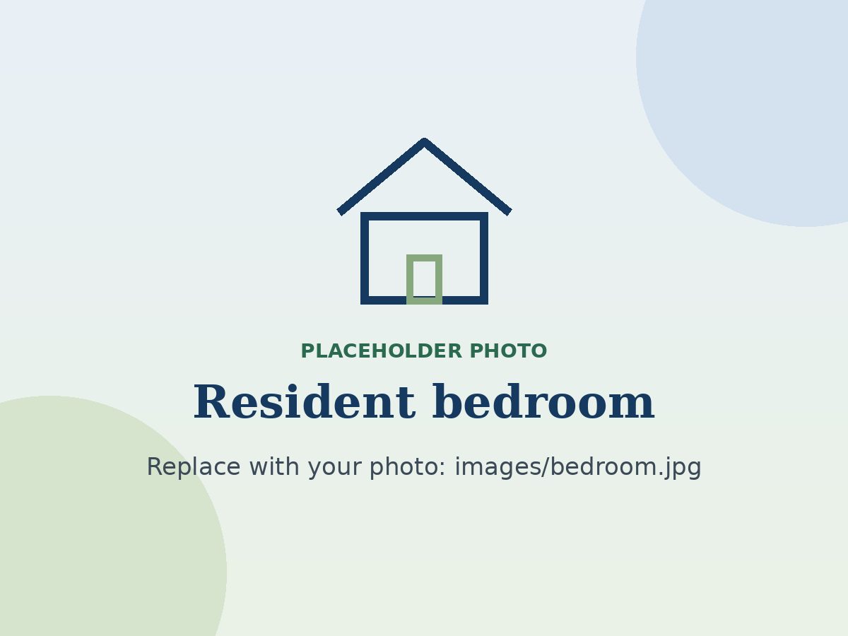 A bright, comfortable resident bedroom